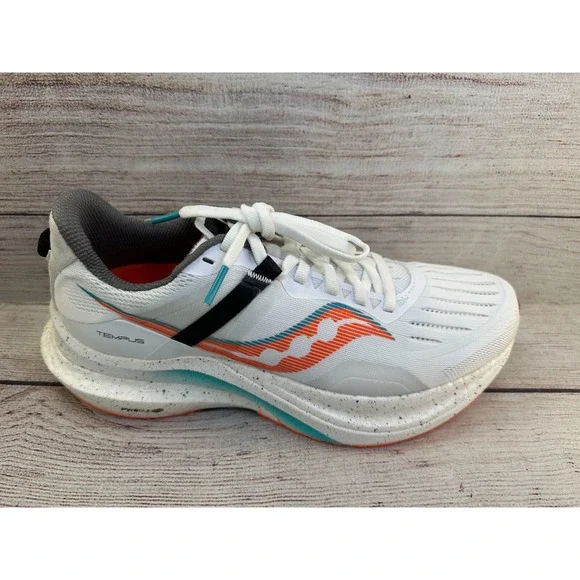 Saucony Tempus Running Shoes Mens Size 7.5 White/ViZiOrange Athletic GREAT SHAPE - Picture 8 of 13
